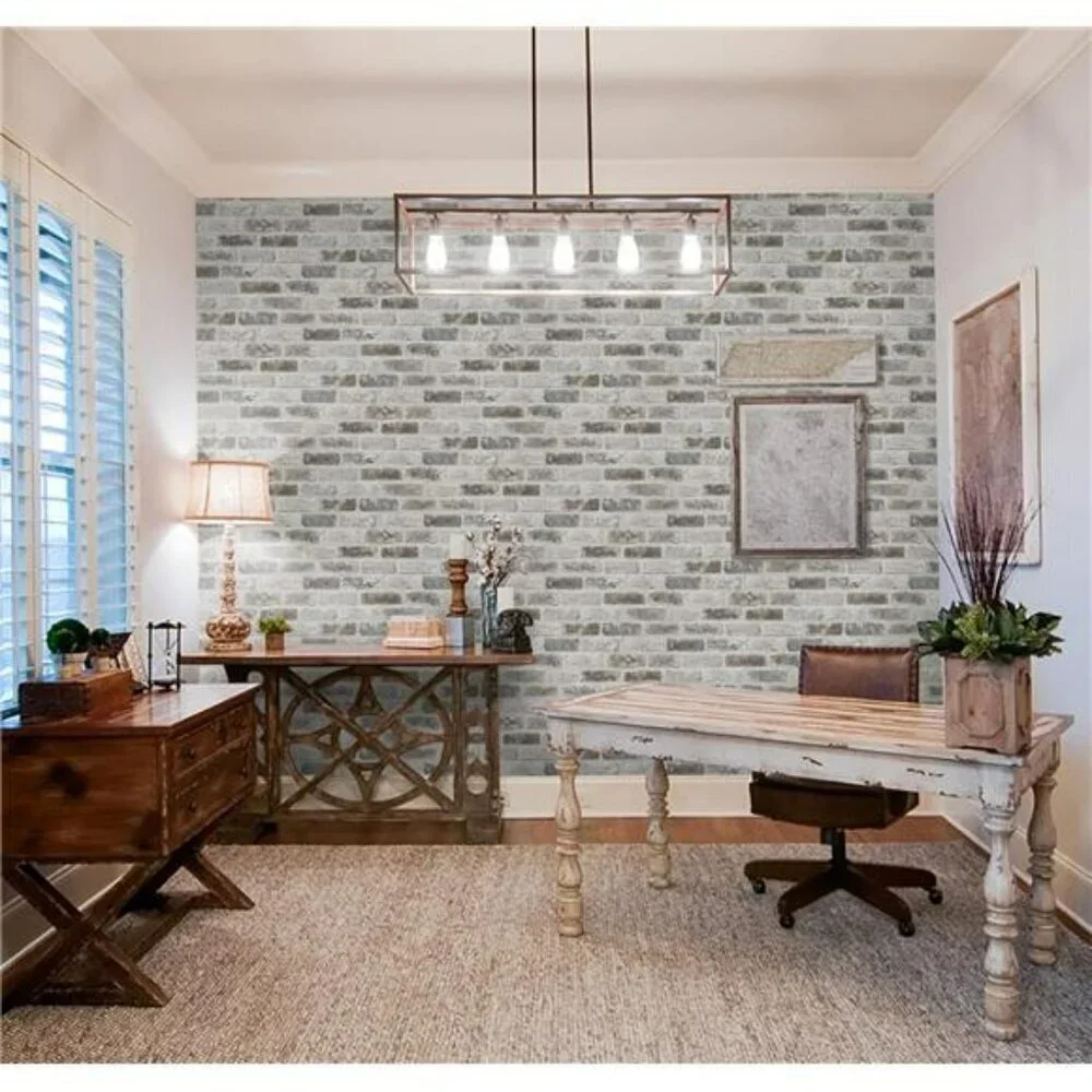 Guvana Peel and Stick Brick Wallpaper 3D Textured Grey Brown Removable Roll